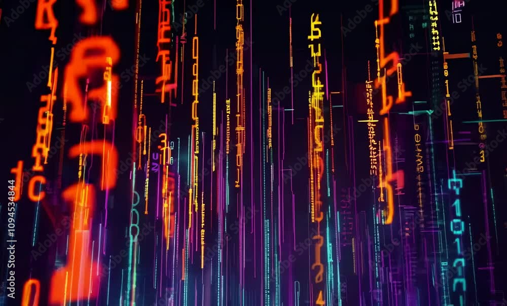 Aufkleber vibrant digital data streams create futuristic atmosphere with colors