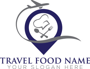 runway food logo concept design. Food Plane logo design template. Travel food vector logo design