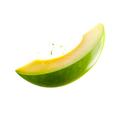 A slice of green mango isolated on white background