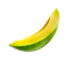 A slice of green mango isolated on white background