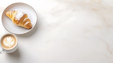 Enjoying a cozy morning croissant and coffee home kitchen food photography warm atmosphere close-up view comfort food