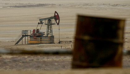 Oil field in the Mangistau region of Kazakhstan.