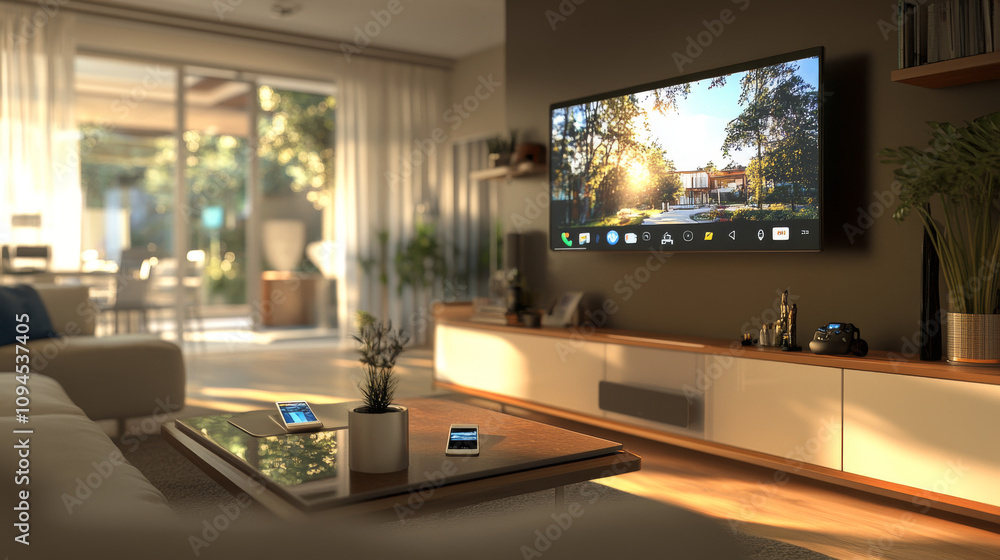 Poster smartphones control home devices. it's a smart home concept where your phone commands everything.