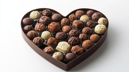 Obraz premium Indulge in heart shaped box filled with assorted chocolates, perfect for expressing love and affection. delightful treat for any occasion!