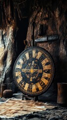 Close-up of a Zulu shield made from animal hide, highlighting traditional patterns and textures