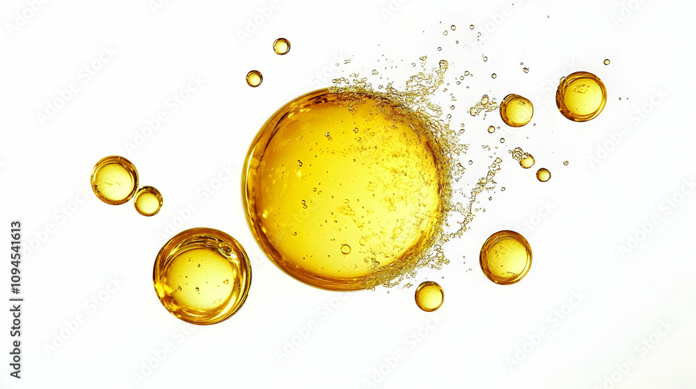 Poster abstract background of golden liquid bubbles exploding, creating a dynamic, viscous, and textured sc
