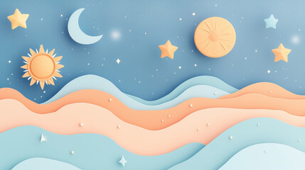 background with waves and stars