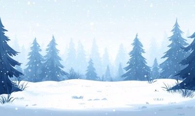 Fototapeta premium Washington, USA - Winter Wonderland Forest: Evergreen Trees on Snow-covered Hillside