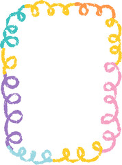 Doodle kids frame, hand drawn scribble decoration border for kindergarten or school album photo. Chidren crayon drawing. Cute color pencil ornament, 