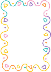 Doodle kids frame, hand drawn scribble decoration border for kindergarten or school album photo. Chidren crayon drawing. Cute color pencil ornament, 