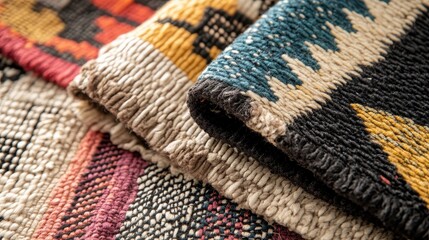 Fototapeta premium Vibrant handwoven textiles from Argentina, highlighting traditional designs and artistry