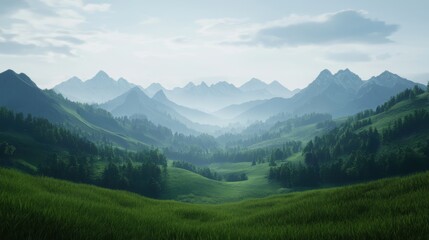 Fototapeta premium Breathtaking nature landscape mountain valley scenic view tranquil environment