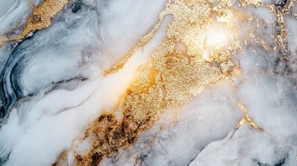 Sophisticated marble design showcasing a blend of white, gray, and shimmering gold accents, perfect for an upscale decor aesthetic.