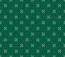 Vector green christmas seamless texture with white stars.