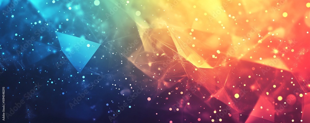 Aufkleber Abstract polygonal background connecting dots and triangles with colorful gradient