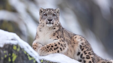 Fototapeta premium an snow leopard in the nature, animal photography