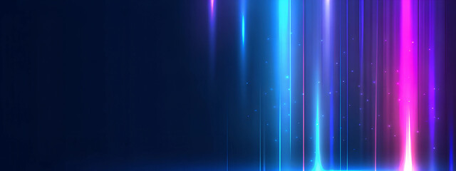 A futuristic abstract background with glowing light effects in vibrant blue, pink, and purple tones