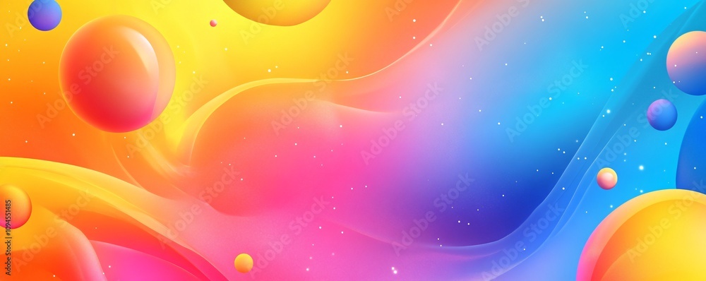 Poster colorful abstract background with floating spheres and soft lighting