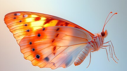 Stunning close up view of a butterfly s wings showcasing their intricate symmetrical patterns against a simple minimalist background offering ample copy space for design or messaging