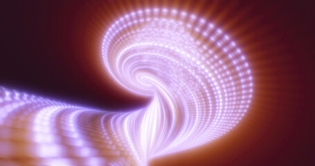 Abstract image of a fluid wave pattern in shades of purple with a glowing, dynamic effect, resembling a smooth flow or energy pulse in a futuristic setting