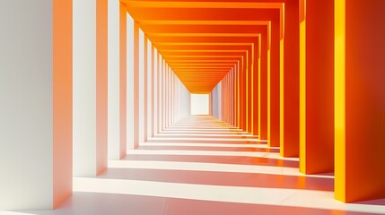 Obraz premium Digital technology Orange abstract 3d circular arch illustration poster background