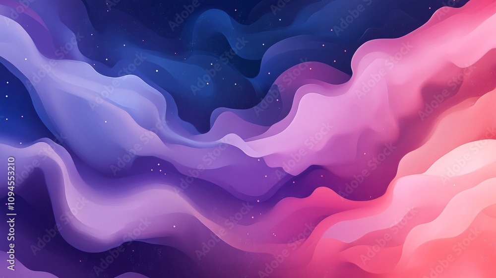 Poster colorful abstract waves flowing across space background