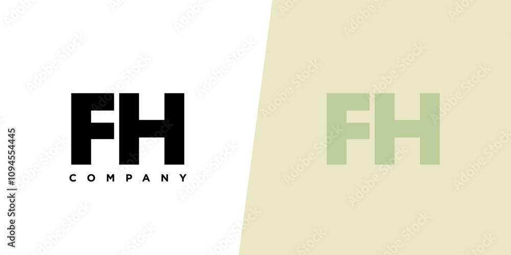 Poster letter f and h, fh logo design template. minimal monogram initial based logotype.