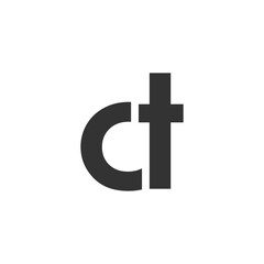 CT creative geometric initial based modern and minimal logo. Letter c t trendy fonts.