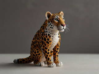 Naklejka premium animal leopard toy knitted with wool threads, cozy aesthetics AI generated