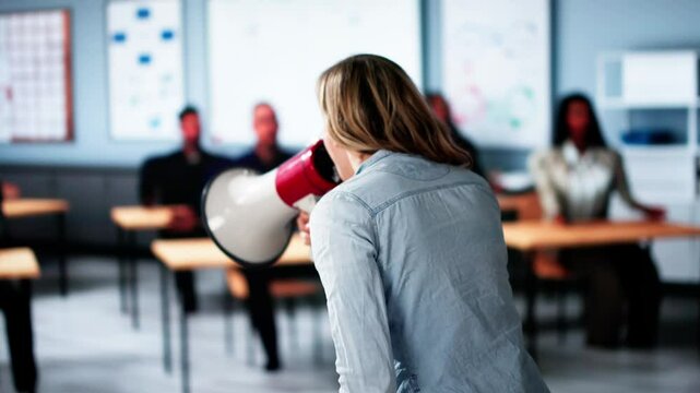 Angry Strict Teacher Yelling In School