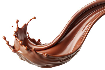 Chocolate Milk pouring in Curve shape, Isolated on White background, Clipping path - 3d Rendering