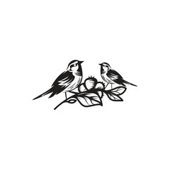 Print  a vector logo of two birds on a tree branch