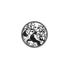 a stunning logo of a deer with a hummingbird