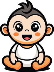 Adorable Baby Monkey Cartoon