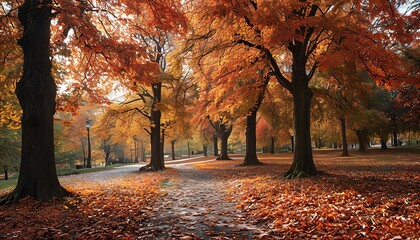 Naklejka premium autumn leaves in the park