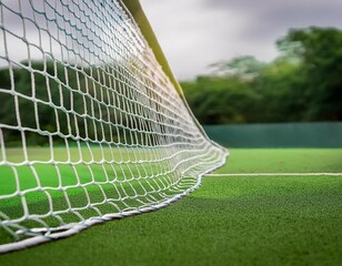 Fototapeta premium Net on a sports field, emphasizing sports equipment, gameplay, and athletic activities.