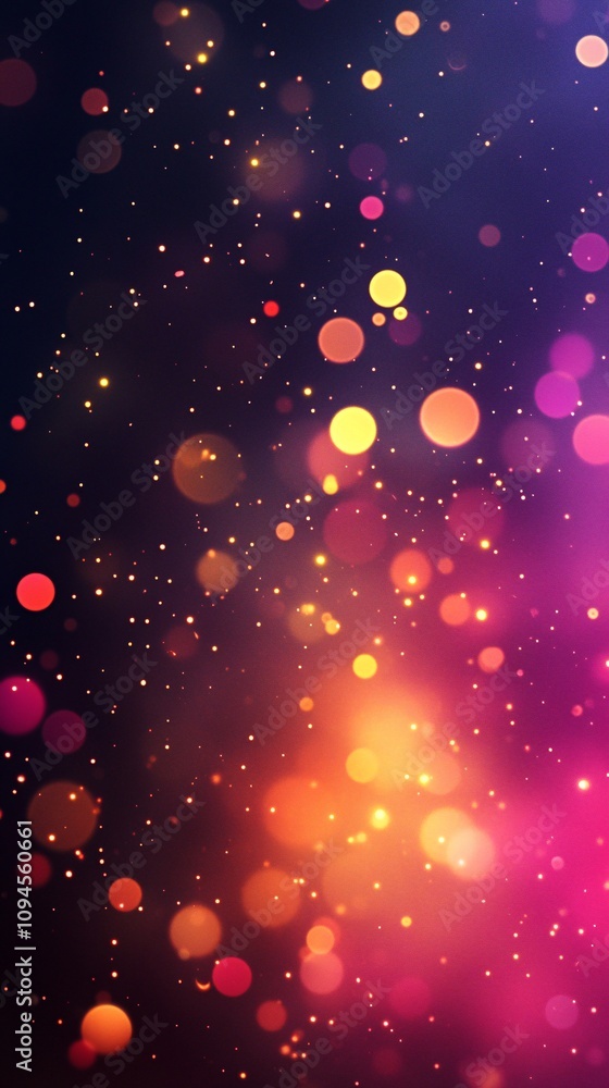 Poster Abstract festive background with colorful bokeh lights creating magical atmosphere