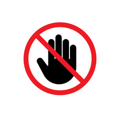 Stop hand icon vector. Do not touch illustration sign. Hand forbidden symbol.