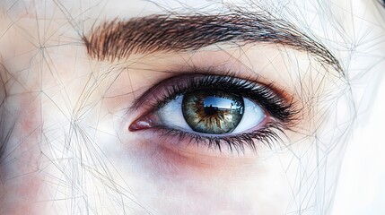 Fototapeta premium 2. An artistic rendering of a female human face structure, focusing on the eyes and forehead, on a white background