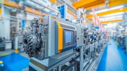 Fototapeta premium Close-up View of Industrial Machinery in a Factory Setting