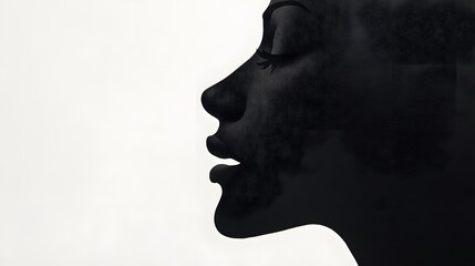 14. A silhouette of a human face, illustrating the outline and features, on a white background
