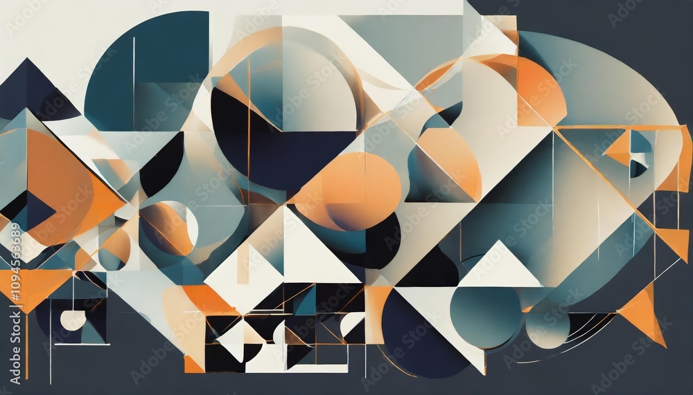 Poster dynamic design artwork showcasing an intricate composition of abstract generated shapes. featuring a