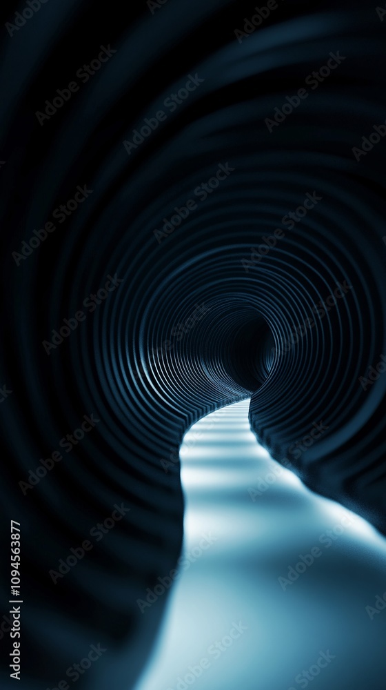 Poster futuristic tunnel glowing with blue light exploring new paths