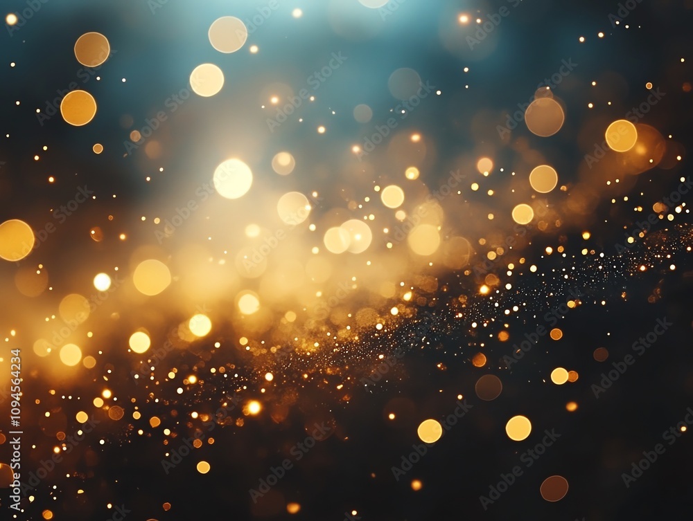 Poster A shimmering background of golden and warm bokeh lights creating a festive atmosphere.