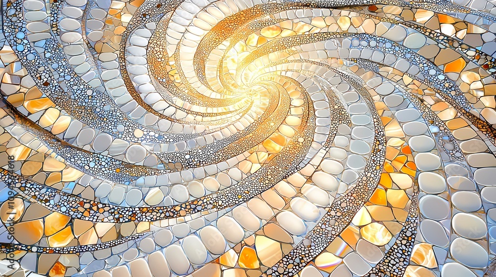 Aufkleber the image shows an abstract swirling pattern resembling a mosaic made of differently sized and color