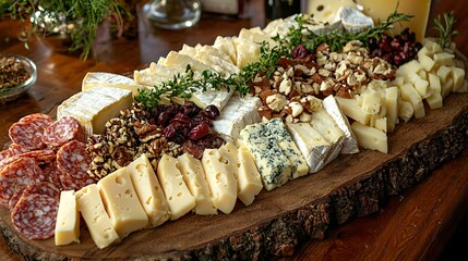 National Cheese Lovers Day honors gourmet cheeses through an array of artisanal selections adorned with fresh herbs, artfully presented on a rustic wooden board.