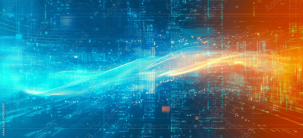 Poster futuristic digital transformation abstract background with technology elements