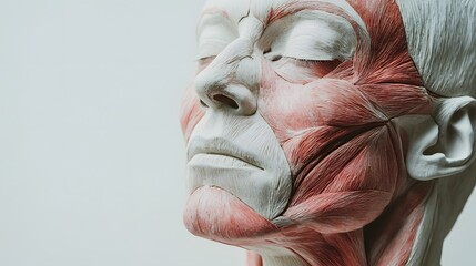 35. A diagram of a human face with highlighted regions for muscle attachment, on a white background