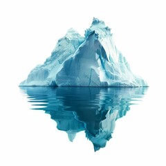 Fototapeta premium Large iceberg floating with reflection in the water, isolated on white background