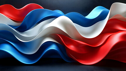 Fototapeta premium Abstract 3D Wave Background Red White Blue